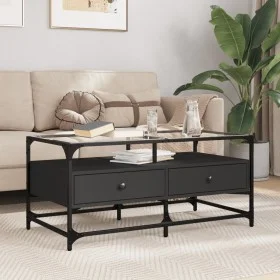 Mesa de centro superficie de vidrio acero negro 98,5x50x45 cm de , Mesas de centro - Ref: Foro24-846044, Precio: 97,84 €, Des...