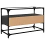Mueble TV cristal y madera ingeniería negro 80x35x51 cm de , Muebles TV - Ref: Foro24-846059, Precio: 68,78 €, Descuento: %