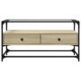 Mueble TV cristal y madera ingeniería roble Sonoma 98x35x51 cm de , Muebles TV - Ref: Foro24-846065, Precio: 75,12 €, Descuen...