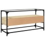 Mueble TV cristal y madera ingeniería roble Sonoma 98x35x51 cm de , Muebles TV - Ref: Foro24-846065, Precio: 75,12 €, Descuen...