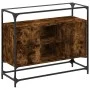 Aparador cristal y madera ingeniería roble ahumado 98x35x81 cm de , Aparadores - Ref: Foro24-846071, Precio: 89,82 €, Descuen...