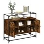 Aparador cristal y madera ingeniería roble ahumado 98x35x81 cm de , Aparadores - Ref: Foro24-846071, Precio: 89,82 €, Descuen...