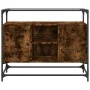 Aparador cristal y madera ingeniería roble ahumado 98x35x81 cm de , Aparadores - Ref: Foro24-846071, Precio: 89,82 €, Descuen...
