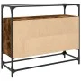 Aparador cristal y madera ingeniería roble ahumado 98x35x81 cm de , Aparadores - Ref: Foro24-846071, Precio: 89,82 €, Descuen...