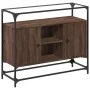 Aparador cristal y madera ingeniería marrón roble 98x35x81 cm de , Aparadores - Ref: Foro24-846073, Precio: 99,75 €, Descuent...