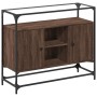 Aparador cristal y madera ingeniería marrón roble 98x35x81 cm de , Aparadores - Ref: Foro24-846073, Precio: 101,17 €, Descuen...