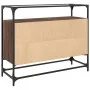 Aparador cristal y madera ingeniería marrón roble 98x35x81 cm de , Aparadores - Ref: Foro24-846073, Precio: 99,75 €, Descuent...