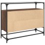 Aparador cristal y madera ingeniería marrón roble 98x35x81 cm de , Aparadores - Ref: Foro24-846073, Precio: 101,17 €, Descuen...