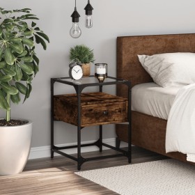 Mesita de noche madera de ingeniería roble ahumado 40x40x55 cm de , Mesitas de noche - Ref: Foro24-846078, Precio: 54,87 €, D...