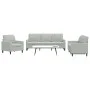 Set of sofas with 3 light gray velvet cushions by , Sofas - Ref: Foro24-3278351, Price: 576,66 €, Discount: %