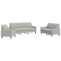 Juego de sofás con cojines 3 piezas terciopelo gris claro de , Sofás - Ref: Foro24-3278351, Precio: 566,26 €, Descuento: %