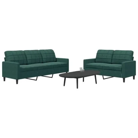 2-piece dark green velvet sofa set with cushions by , Sofas - Ref: Foro24-3278393, Price: 542,60 €, Discount: %