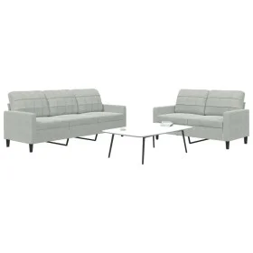 Juego de sofás con cojines 2 piezas terciopelo gris claro de , Sofás - Ref: Foro24-3278391, Precio: 466,24 €, Descuento: %