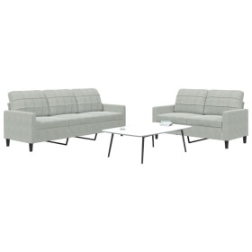 Juego de sofás con cojines 2 piezas terciopelo gris claro de , Sofás - Ref: Foro24-3278391, Precio: 457,59 €, Descuento: %