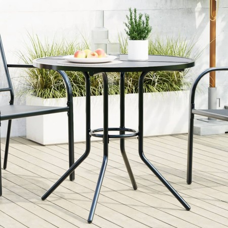 Mesa de patio redonda de acero gris antracita Ø80x72,5 cm de , Mesas de jardín - Ref: Foro24-4009263, Precio: 118,87 €, Descu...