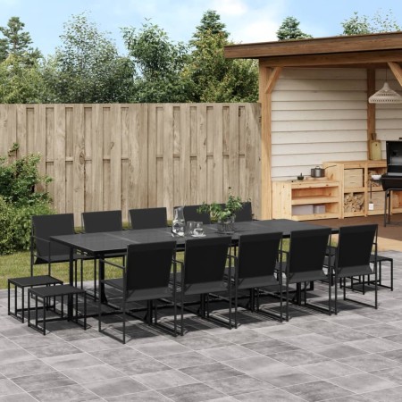 Juego de comedor de jardín 15 piezas textileno negro de , Conjuntos de jardín - Ref: Foro24-3295131, Precio: 700,14 €, Descue...