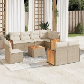 Set de sofás de jardín 9 pzas con cojines ratán sintético beige en Conjuntos de jardín | Comprar online en Foru.es