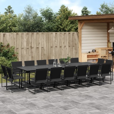 Juego de comedor de jardín 17 piezas textileno negro de , Conjuntos de jardín - Ref: Foro24-3295127, Precio: 811,63 €, Descue...