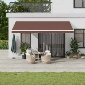 Manual retractable brown awning 500x350 cm by , Awnings - Ref: Foro24-3215395, Price: 478,03 €, Discount: %
