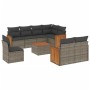 Set de muebles de jardín 9 pzas y cojines ratán sintético gris en Conjuntos de jardín | Comprar online en Foru.es