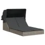 Double sun lounger with canopy and gray synthetic rattan cushions by , Loungers - Ref: Foro24-368639, Price: 278,94 €, Discou...