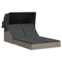 Tumbona doble con capota y cojines ratán sintético gris de , Tumbonas - Ref: Foro24-368639, Precio: 278,48 €, Descuento: %