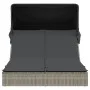 Double sun lounger with canopy and gray synthetic rattan cushions by , Loungers - Ref: Foro24-368639, Price: 278,94 €, Discou...