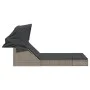 Double sun lounger with canopy and gray synthetic rattan cushions by , Loungers - Ref: Foro24-368639, Price: 278,94 €, Discou...