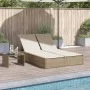 Doppel-Liegestuhl mit beigen Kunststoff-Rattan-Kissen. von , Liegen - Ref: Foro24-368632, Preis: 259,59 €, Rabatt: %