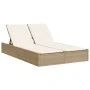 Doppel-Liegestuhl mit beigen Kunststoff-Rattan-Kissen. von , Liegen - Ref: Foro24-368632, Preis: 259,59 €, Rabatt: %