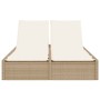 Tumbona doble con cojines ratán sintético beige de , Tumbonas - Ref: Foro24-368632, Precio: 278,23 €, Descuento: %