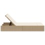 Tumbona doble con cojines ratán sintético beige de , Tumbonas - Ref: Foro24-368632, Precio: 278,23 €, Descuento: %