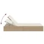 Doppel-Liegestuhl mit beigen Kunststoff-Rattan-Kissen. von , Liegen - Ref: Foro24-368632, Preis: 259,59 €, Rabatt: %