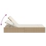 Tumbona doble con cojines ratán sintético beige de , Tumbonas - Ref: Foro24-368632, Precio: 278,23 €, Descuento: %