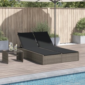 Tumbona doble con cojines ratán sintético gris de , Tumbonas - Ref: Foro24-368630, Precio: 268,29 €, Descuento: %