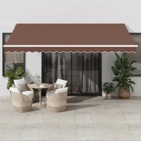 Toldo retráctil manual con luz LED marrón 450x300 cm de , Toldos - Ref: Foro24-3215381, Precio: 371,52 €, Descuento: %