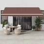 Toldo retráctil manual con luz LED marrón 450x300 cm de , Toldos - Ref: Foro24-3215381, Precio: 378,86 €, Descuento: %