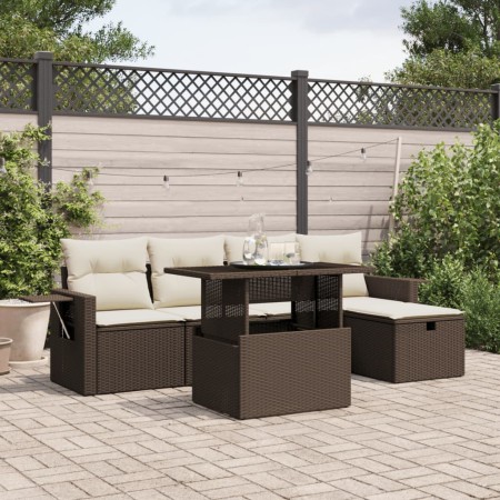 Set sofás de jardín 6 piezas y cojines ratán sintético marrón de , Conjuntos de jardín - Ref: Foro24-3274973, Precio: 405,22 ...