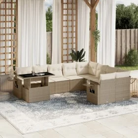 Juego de sofás jardín con cojines beige 10 pzas ratán sintético de , Conjuntos de jardín - Ref: Foro24-3268138, Precio: 722,4...