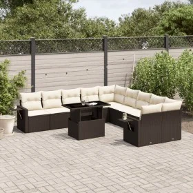 Gartensofa-Set, 11-teilig, mit braunen Kissen und synthetischem Rattan. von , Gartensets - Ref: Foro24-3268173, Preis: 762,98...