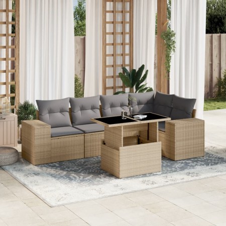 Juego de sofás jardín con cojines 6 pzas ratán sintético beige de , Conjuntos de jardín - Ref: Foro24-3269149, Precio: 439,62...