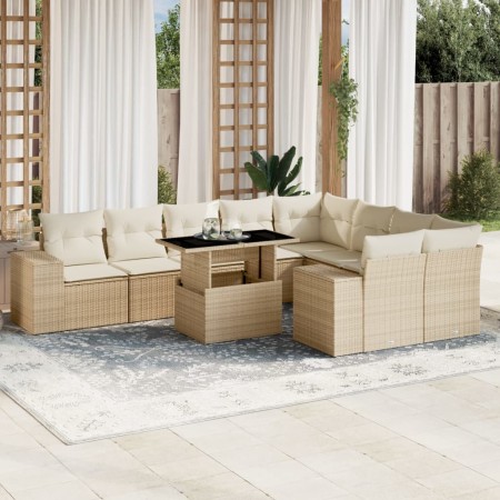 Juego de sofás jardín con cojines beige 10 pzas ratán sintético de , Conjuntos de jardín - Ref: Foro24-3269388, Precio: 703,8...