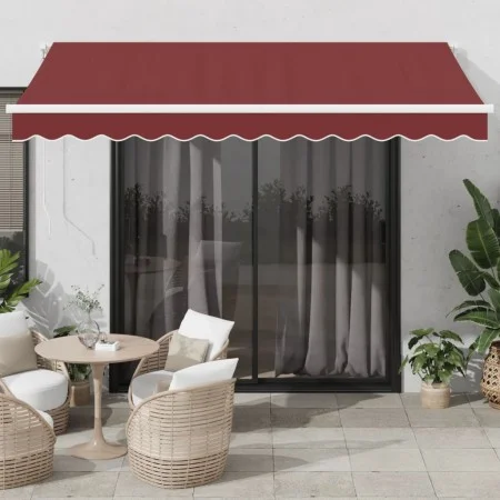 Toldo retráctil automático con luces LED burdeos 350x250 cm de , Toldos - Ref: Foro24-3214973, Precio: 487,62 €, Descuento: %