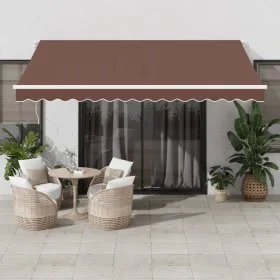 Toldo retráctil manual con luces LED marrón 400x350 cm de , Toldos - Ref: Foro24-3215388, Precio: 374,65 €, Descuento: %