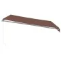 Toldo retráctil manual con luces LED marrón 400x350 cm de , Toldos - Ref: Foro24-3215388, Precio: 374,65 €, Descuento: %