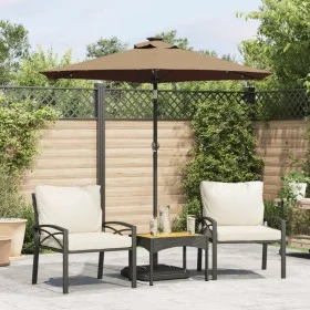 Sombrilla jardín con luces LED poste acero taupe 225x225x212cm de , Sombrillas - Ref: Foro24-4005069, Precio: 75,06 €, Descue...