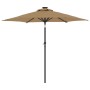 Sombrilla jardín con luces LED poste acero taupe 225x225x212cm de , Sombrillas - Ref: Foro24-4005069, Precio: 94,42 €, Descue...