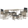 Set comedor jardín 7 pzas y cojines ratán sintético gris claro de , Conjuntos de jardín - Ref: Foro24-369014, Precio: 291,15 ...