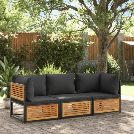Set de sofás de jardín con cojines 3 pzas madera maciza acacia de , Conjuntos de jardín - Ref: Foro24-3214888, Precio: 427,21...