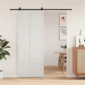 Puerta de granero madera maciza pino blanca 80x208 cm de , Puertas - Ref: Foro24-850645, Precio: 115,82 €, Descuento: %